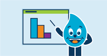 Wayne the water drop giving a presentation