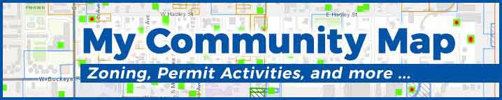 Banner reading "My Community Map Zoning, Permit Activities and more..."