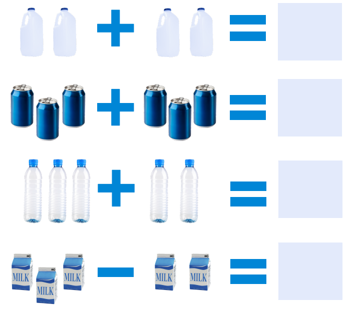 Math equations using recyclable items