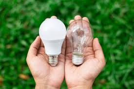 Hands holding two light bulbs