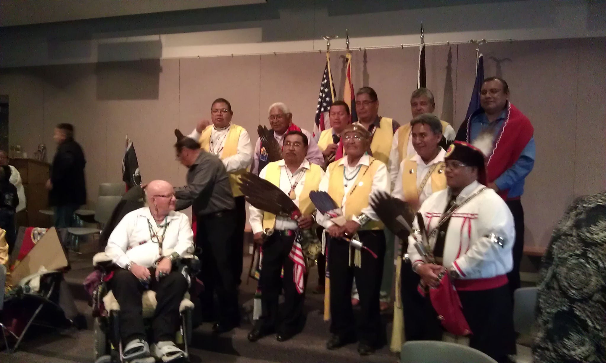 Veterans performing music for Gourd Dance