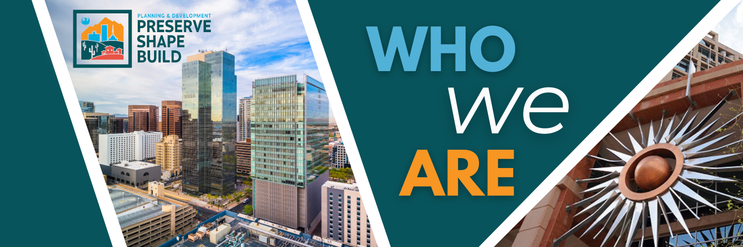 Banner image of downtown Phoenix with department logo and "Who We Are" text. 