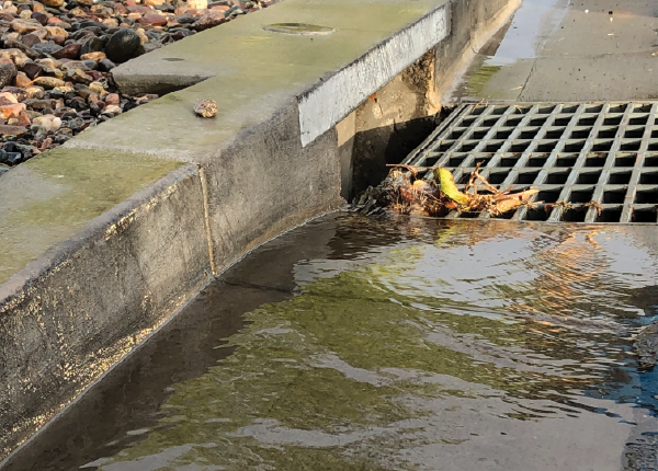 A storm drain in a Phoenix street