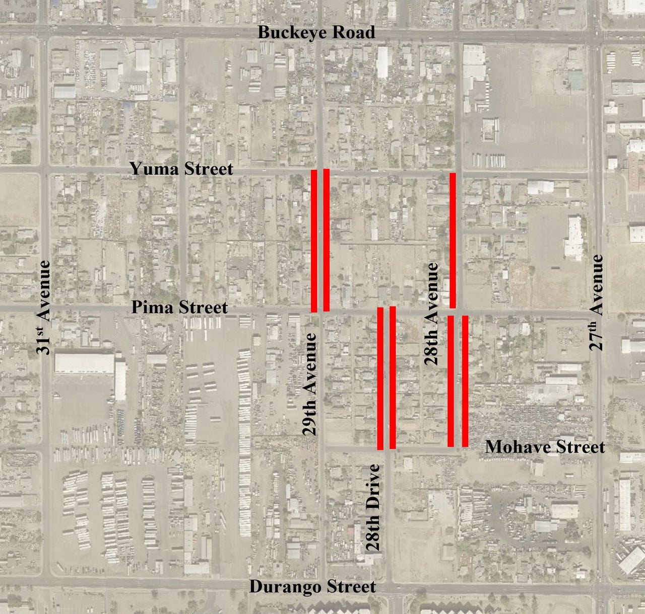 Street map with highlighted sections to indicate street location.