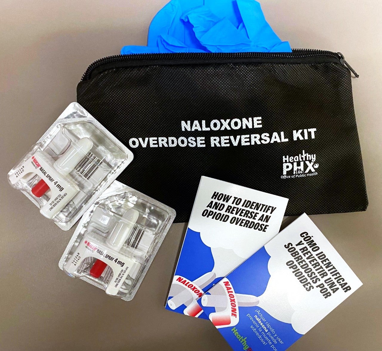 An image of one of the City of Phoenix Naloxone kits
