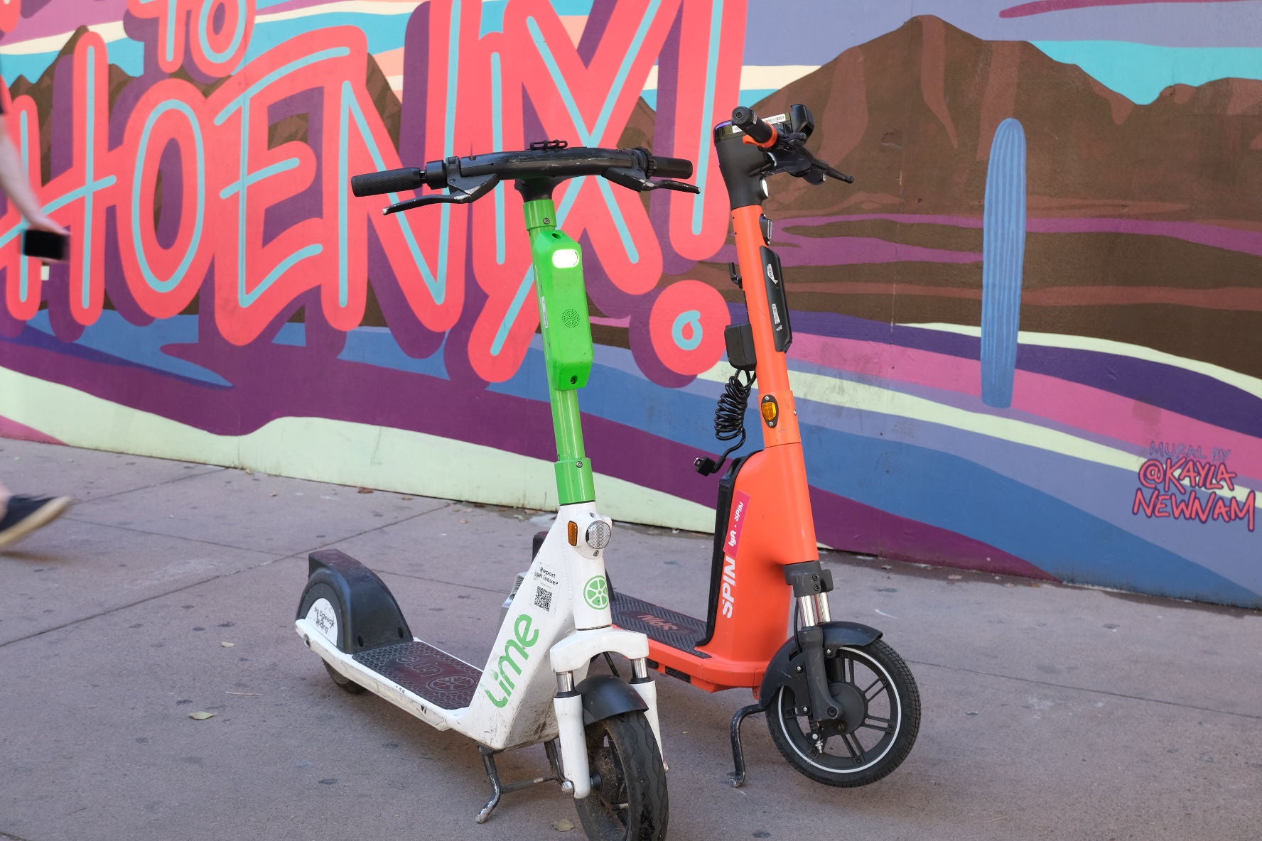 E-scooters on sidewalk
