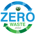 Green and blue logo for the city's  Zero Waste by 2050 initiative led by the Phoenix Public Works Department 