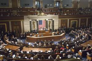 <p>Floor of the U.S. House of Representatives. Theater style seating room.</p>