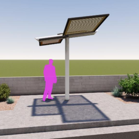 graphic of person standing under shade structure