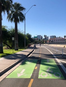 Bike lane, road striping