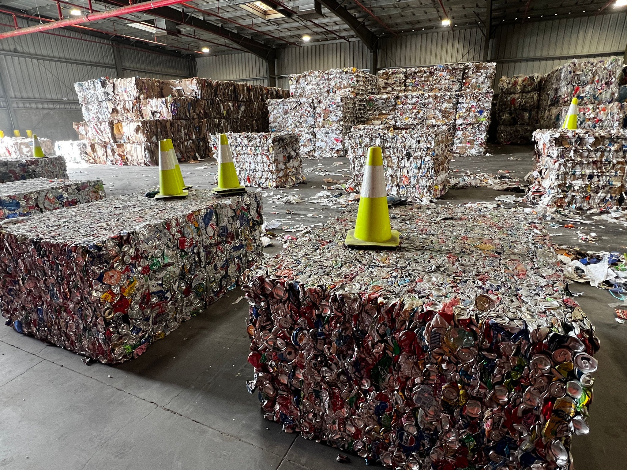 Aluminum bales at the 27th Ave MRF sit ready for shipping to recyclers.