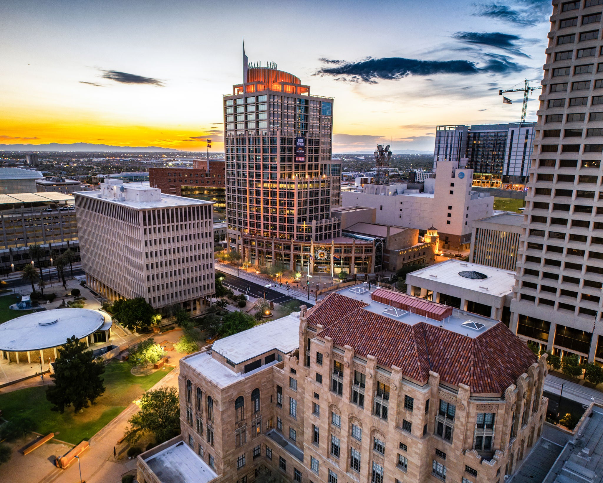 Downtown Phoenix at sunset